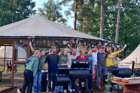 Crew op de camping in Zweden.